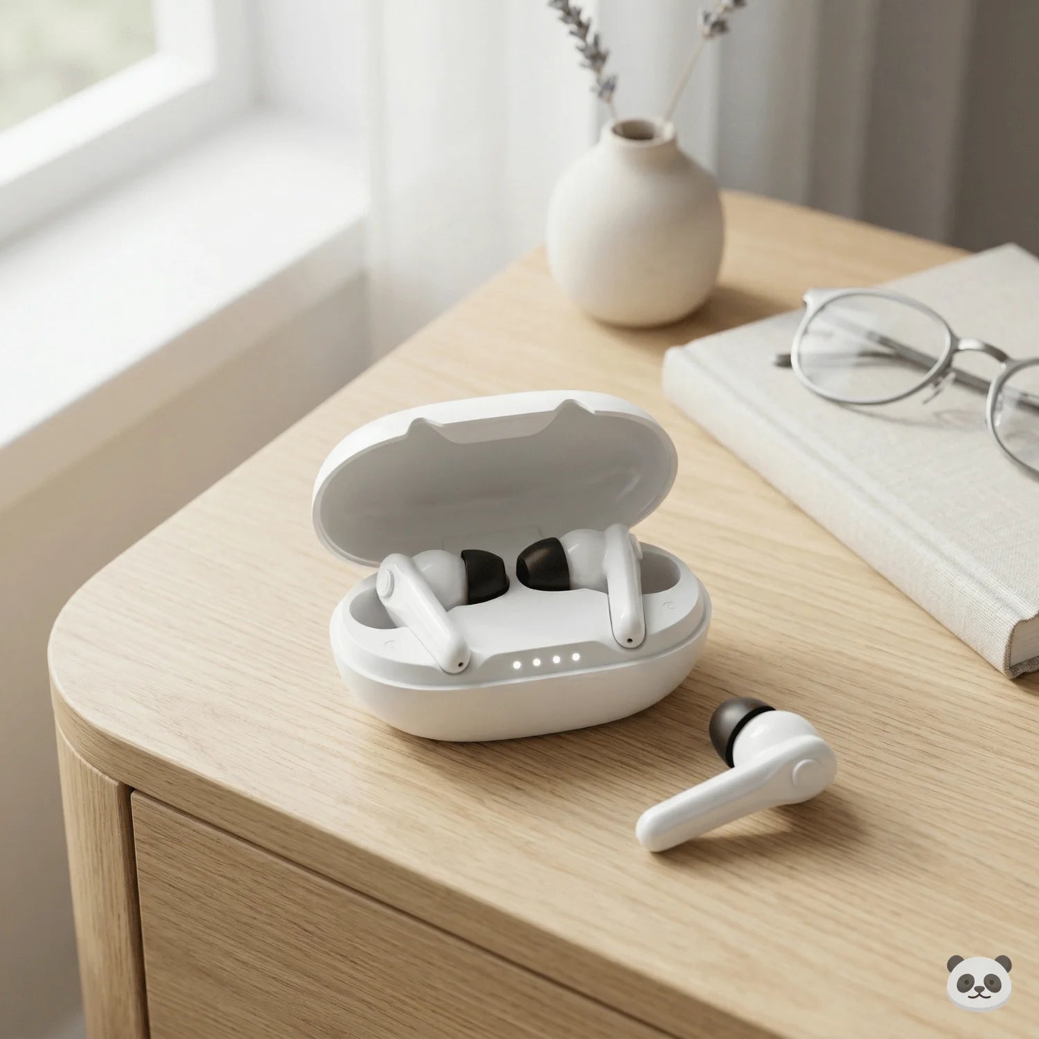 Panda Air brukt i øret, moderne ørepropp-stil design uten medisinsk utseende