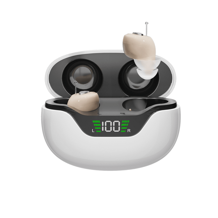 Panda Stealth in-ear hearing aids with charging case